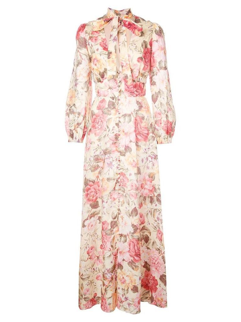 Zimmermann floral pussy bow maxi dress - PINK