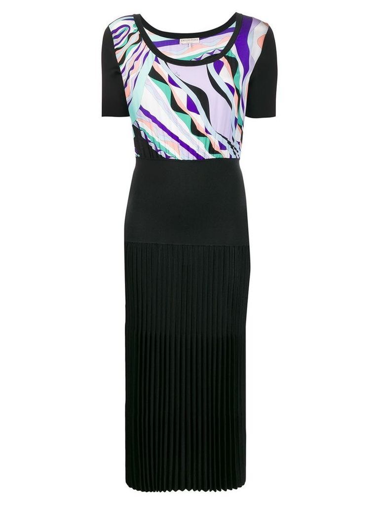 Emilio Pucci Burle Print Pleated Dress - Black