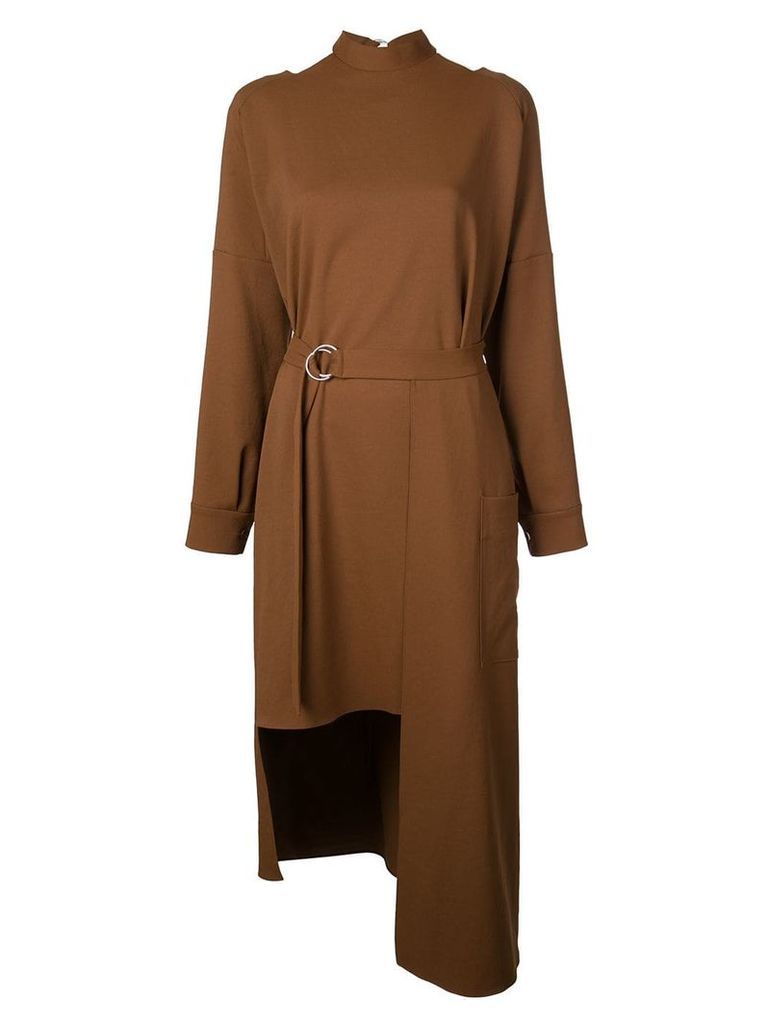 Tibi Chalky asymmetric mid-length dress - Brown