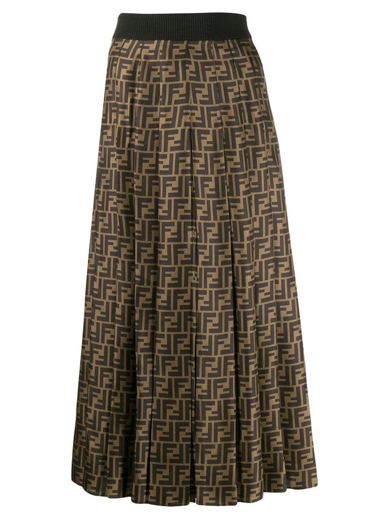Fendi FF motif pleated skirt - Black