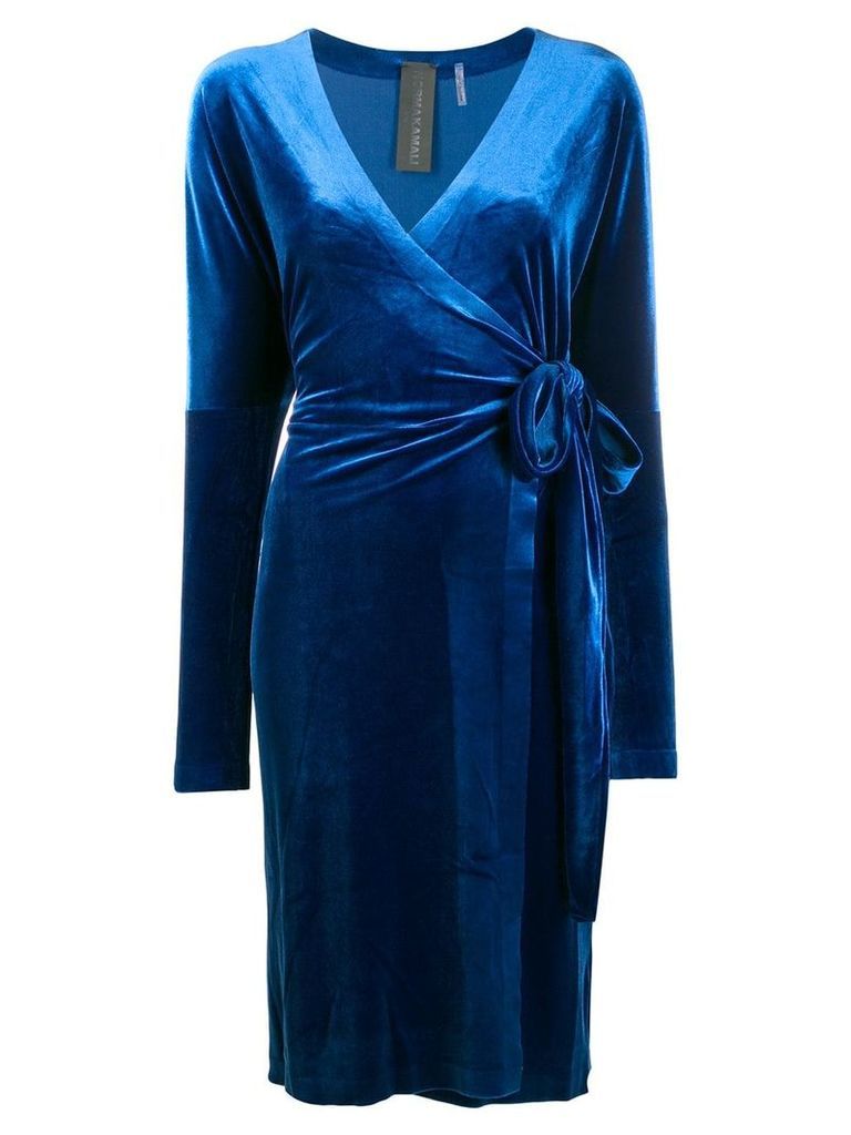 Norma Kamali velvet wrap dress - Blue