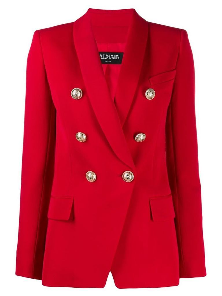 Balmain double-breasted wool blazer - Red