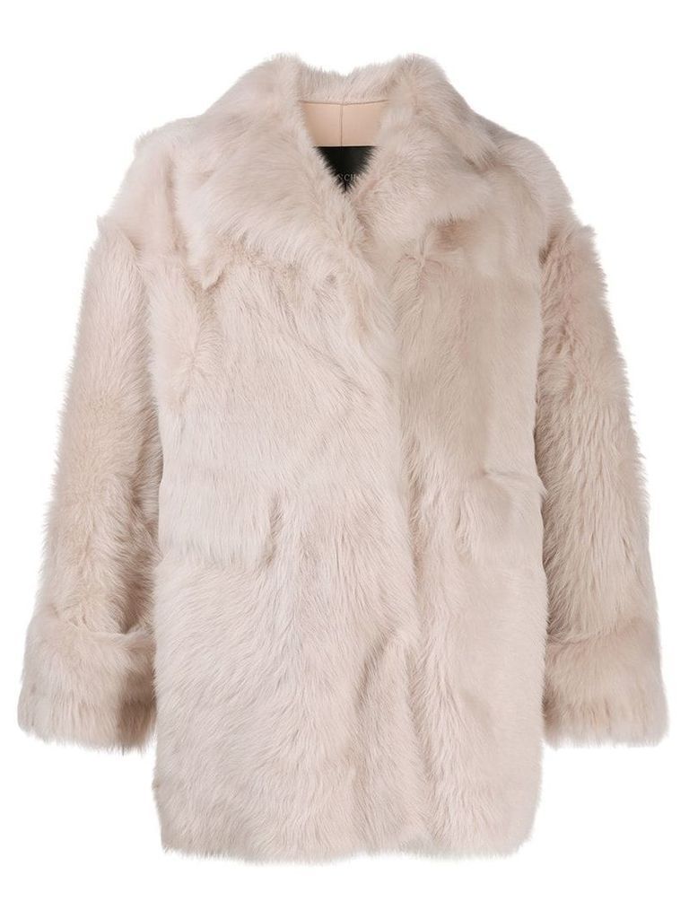 Blancha oversized shearling coat - NEUTRALS