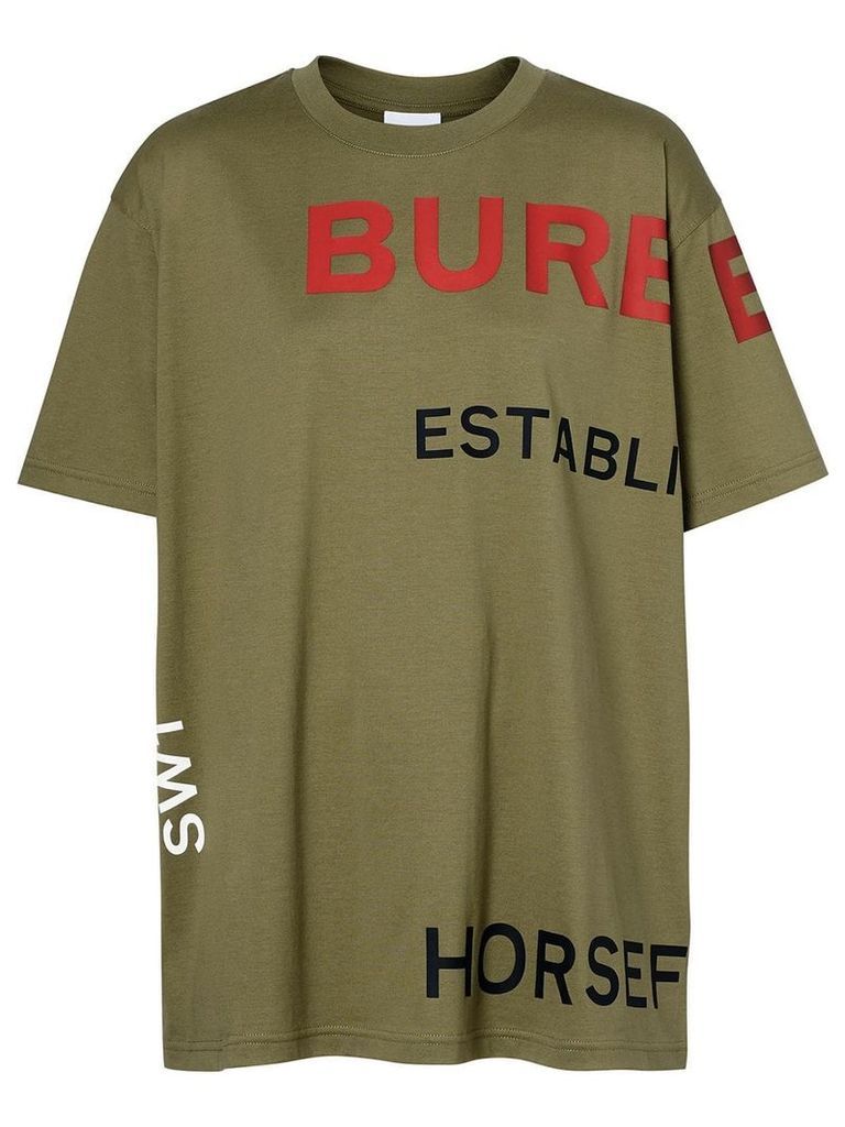 Burberry Horseferry Print Cotton Oversized T-shirt - Green