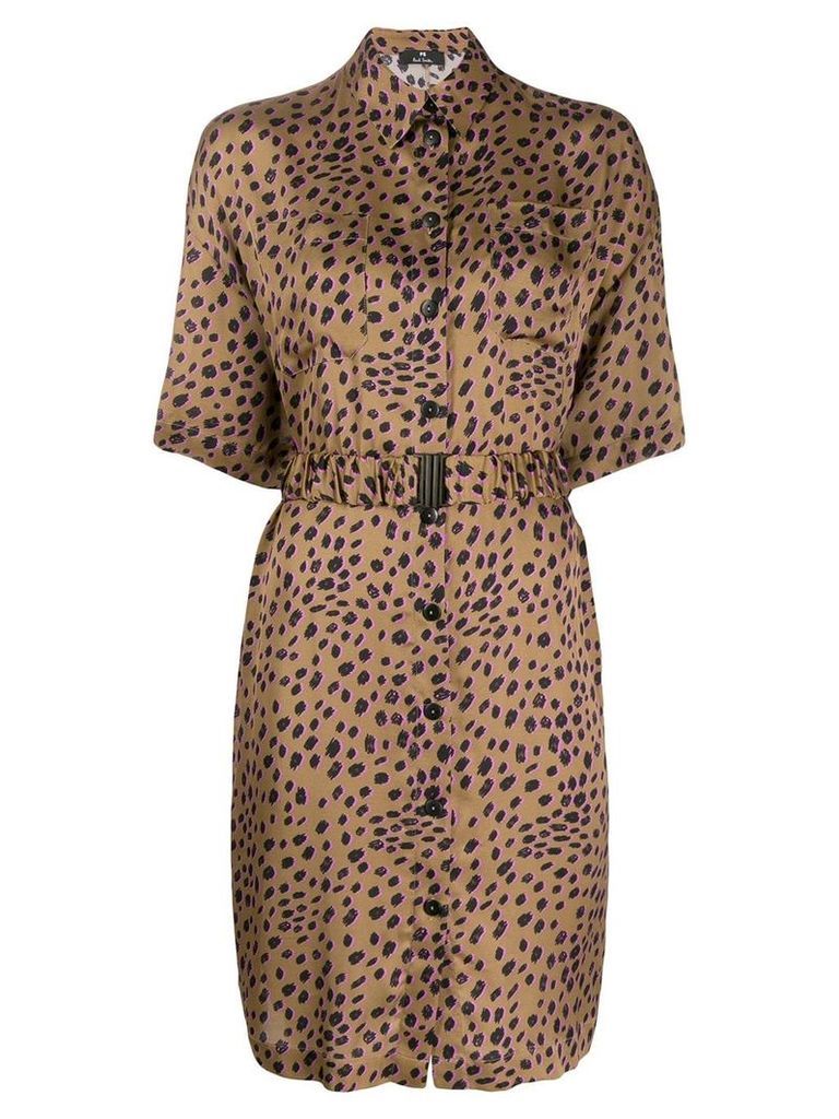 PS Paul Smith cheetah print shirt dress - Brown