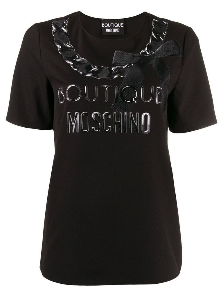 Boutique Moschino printed bow logo T-shirt - Black