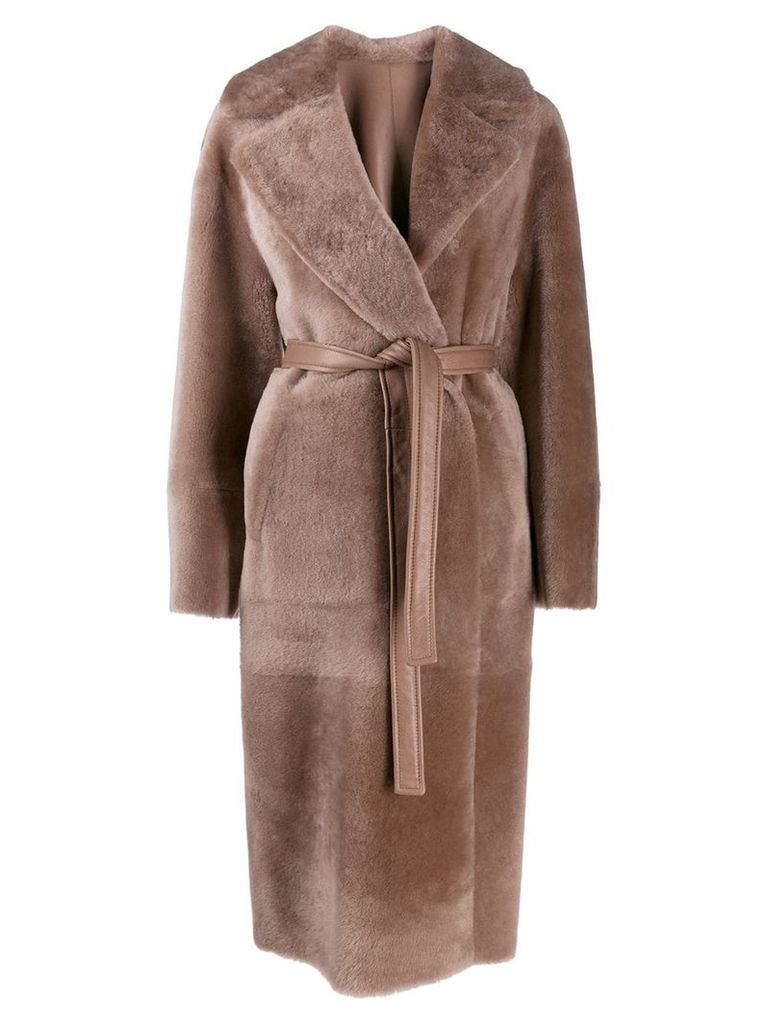 Blancha single-breasted oversized coat - Brown