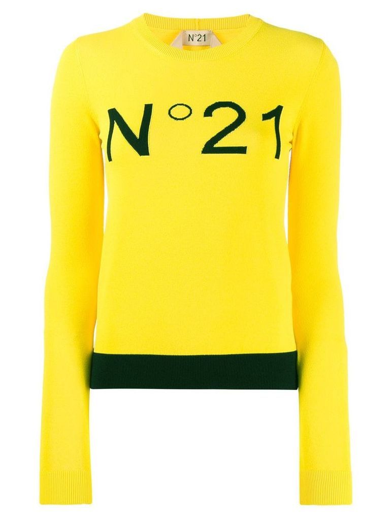 Nº21 logo embroidered jumper - Yellow