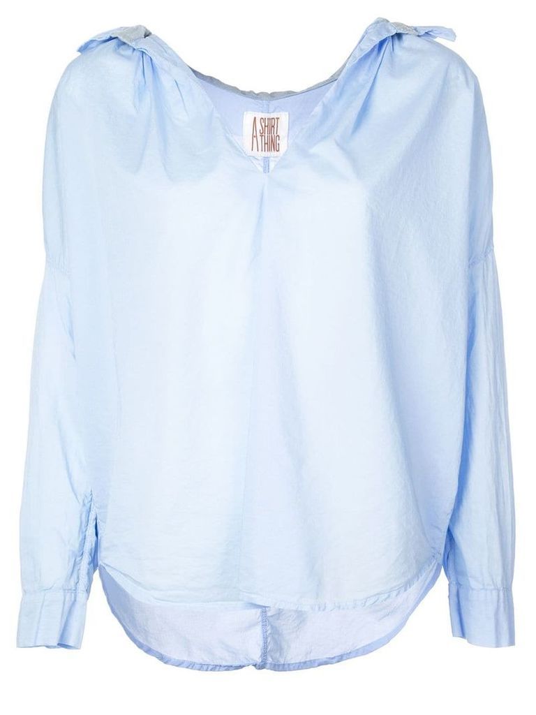 A Shirt Thing Frill collar open neck shirt - Blue