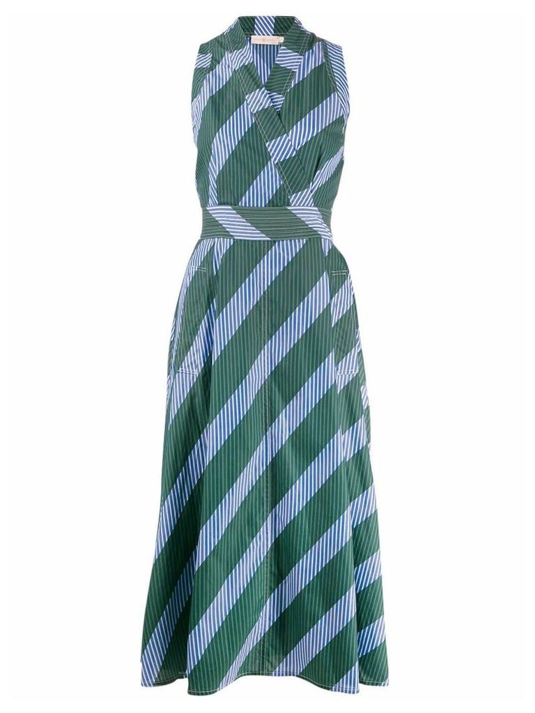 Tory Burch striped wrap-style dress - Blue