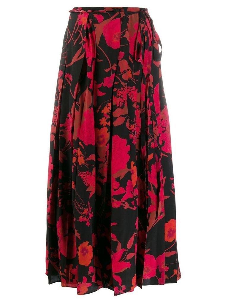 Valentino floral print pleated skirt - Black