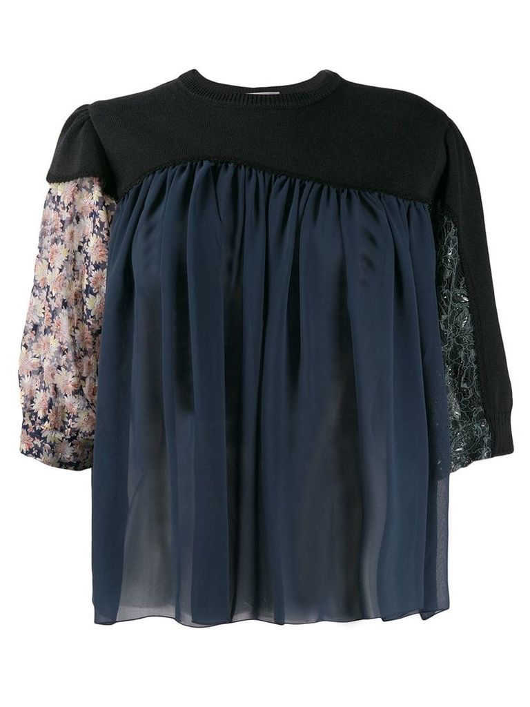 Kolor contrast flared blouse - Blue