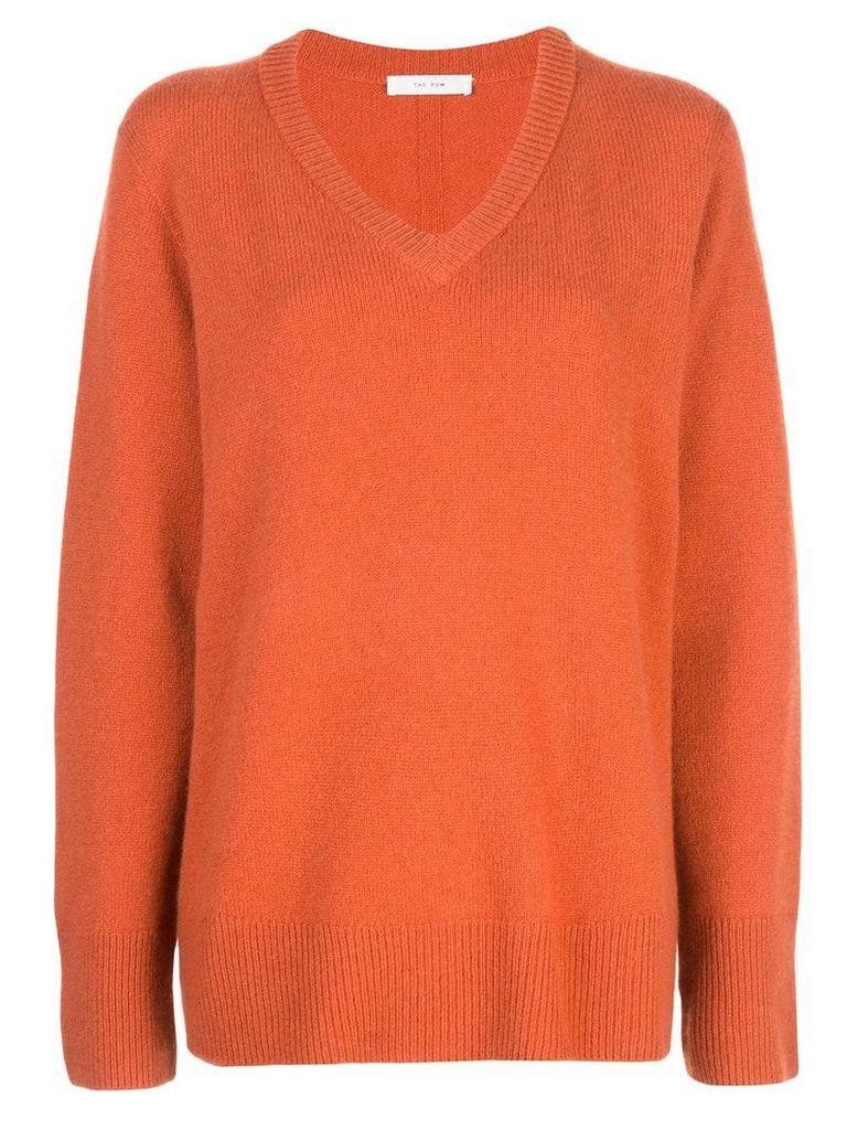 The Row fine knit V-neck sweater - ORANGE