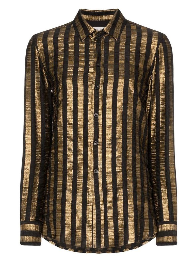 Saint Laurent vertical-stripe long-sleeved shirt - Black