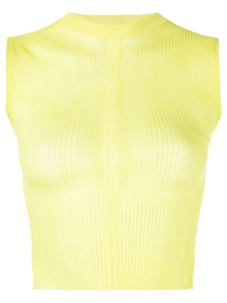 Dion Lee cropped ribbed knit top - Yellow