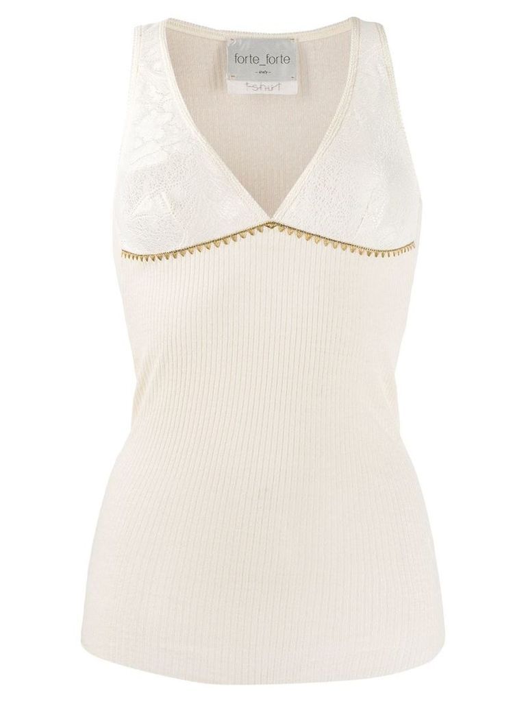 Forte Forte lace panel tank top - White