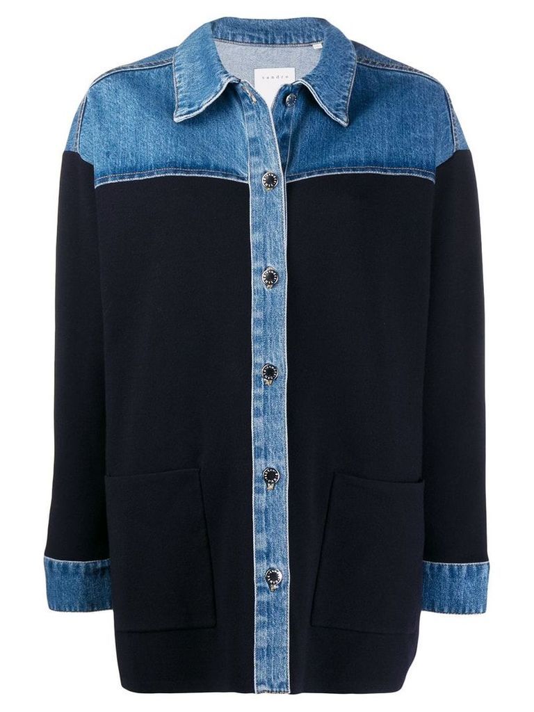 Sandro Paris shirt-style knitted top - Blue