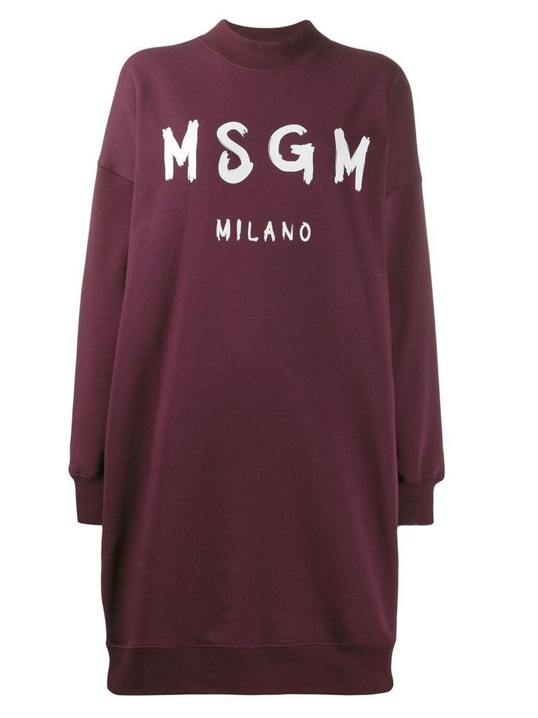 MSGM logo jumper dress - Red