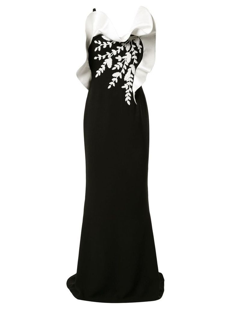 Saiid Kobeisy ruffle detail evening dress - Black