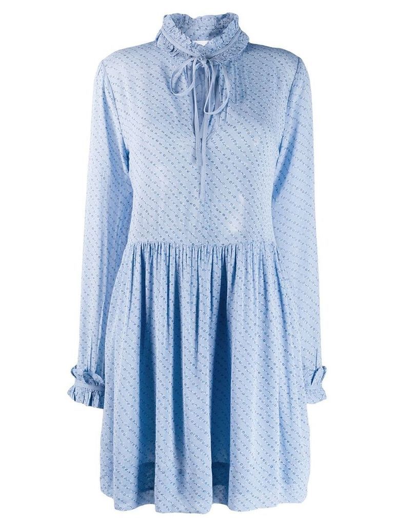 GANNI printed Georgette dress - Blue