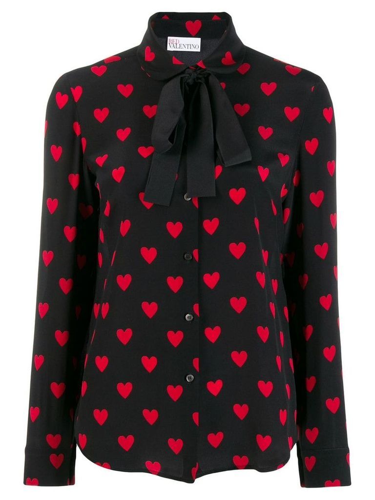 Red Valentino heart-print silk shirt - Black