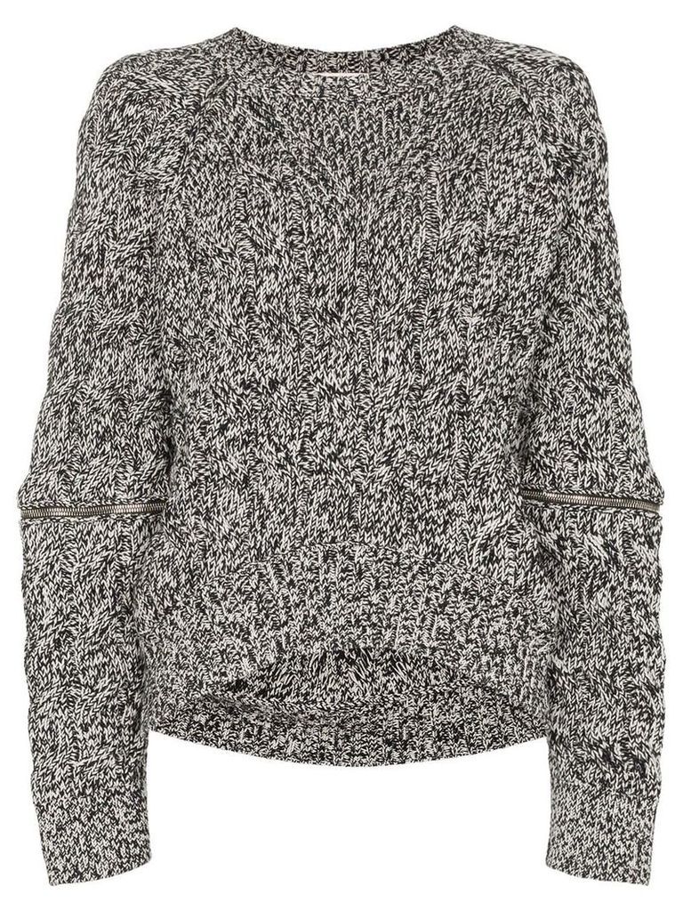 Alexander McQueen zip-sleeve chunky sweater - Black
