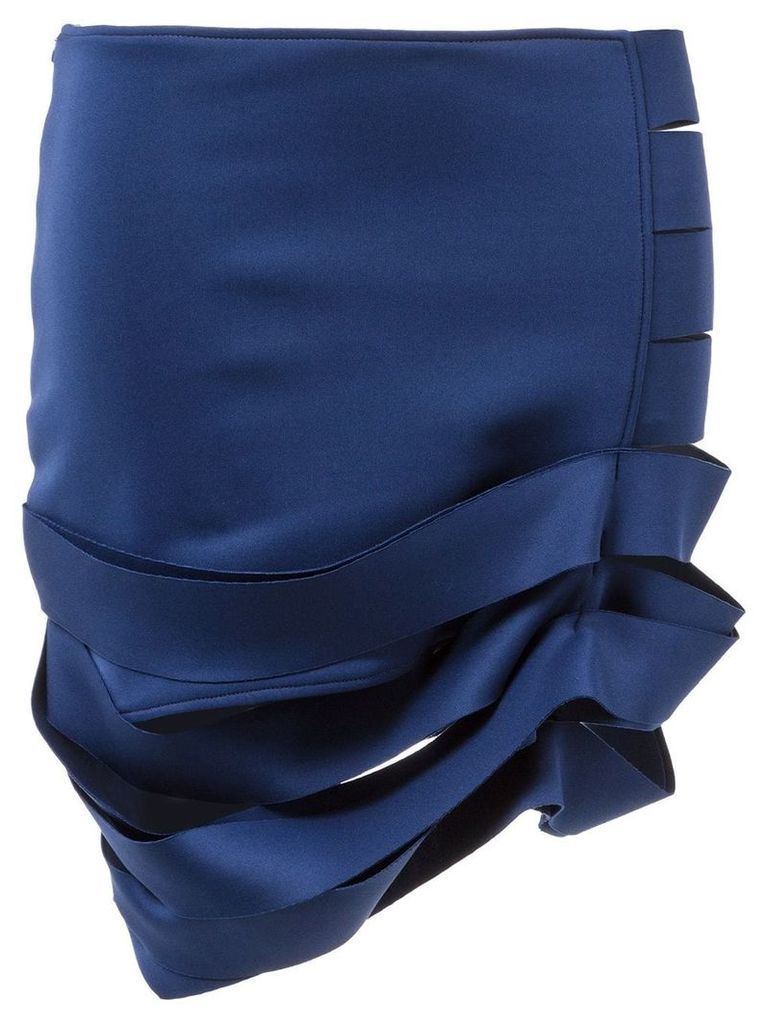Gloria Coelho gathered cut-out pencil skirt - Blue