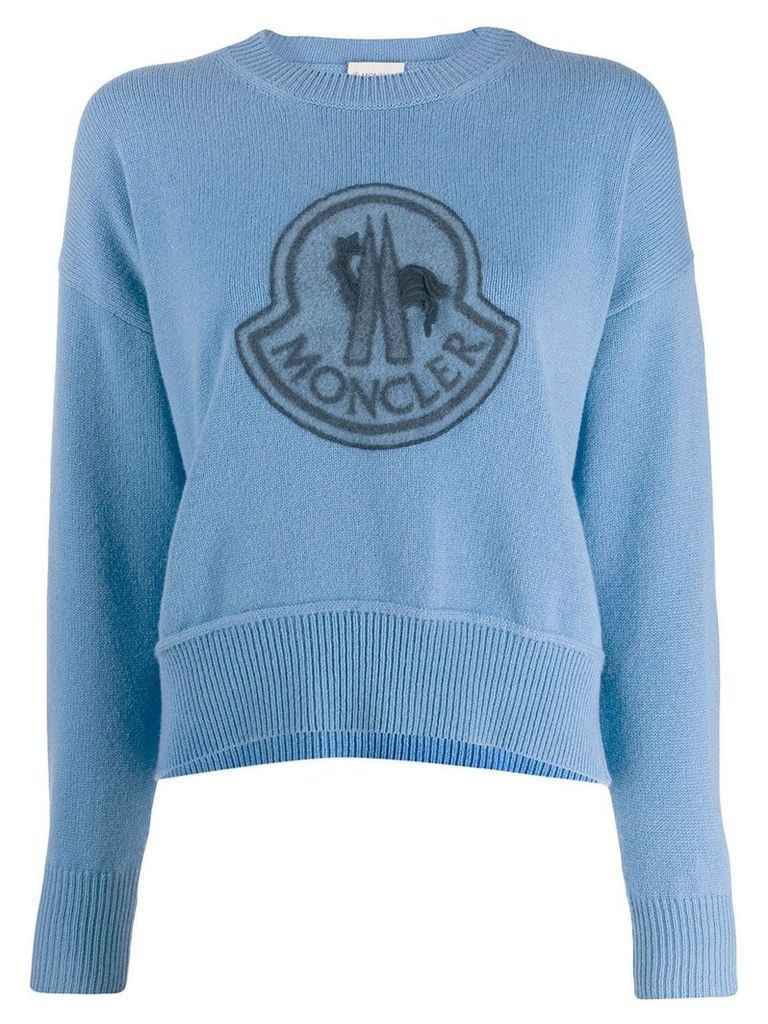 Moncler logo embroidered sweatshirt - Blue