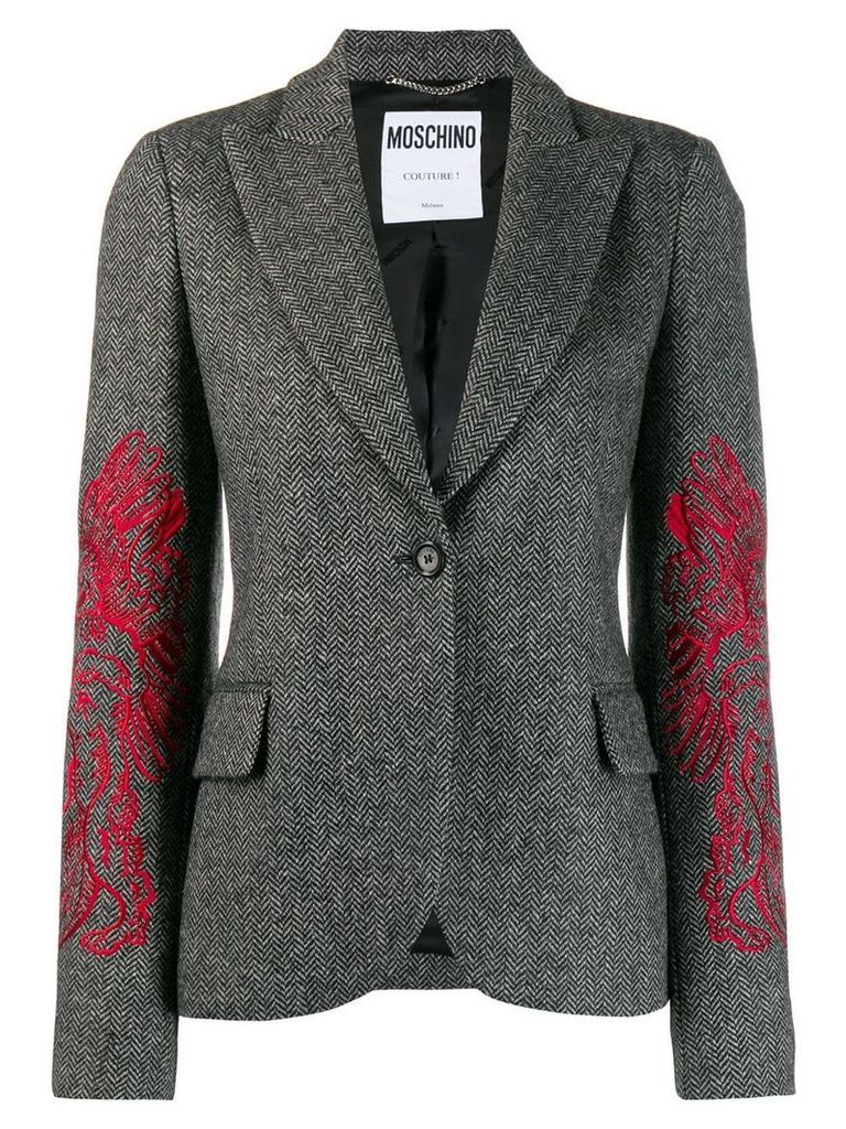 Moschino embroidered blazer - Grey