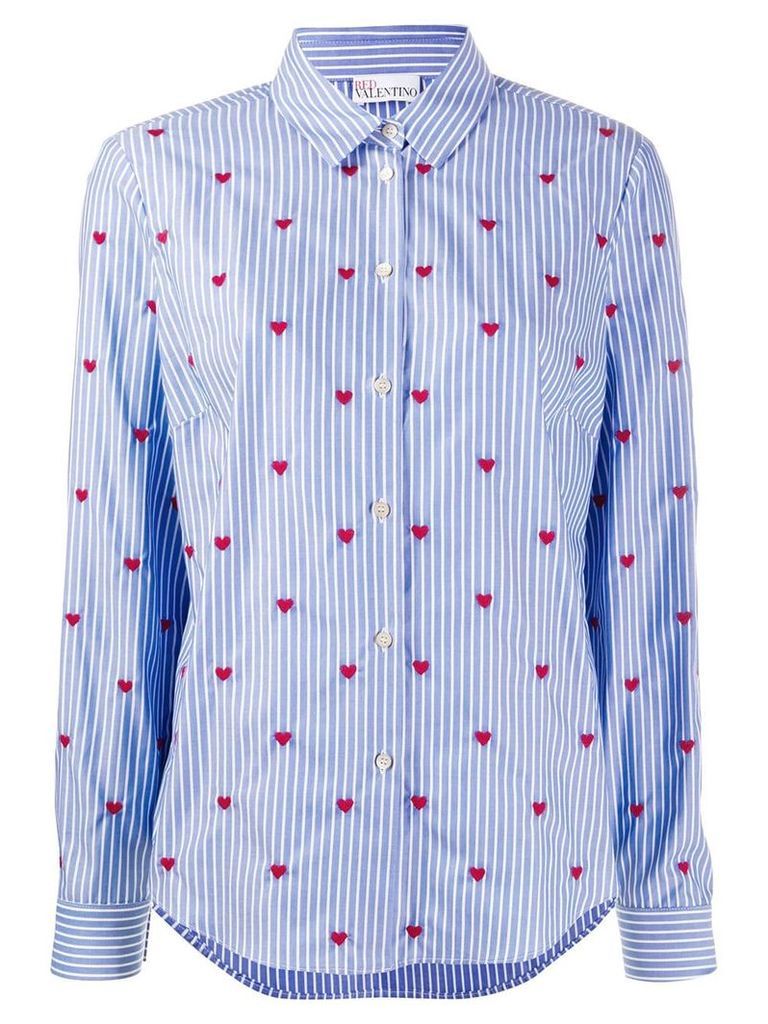 Red Valentino heart embroidered Oxford shirt - Blue