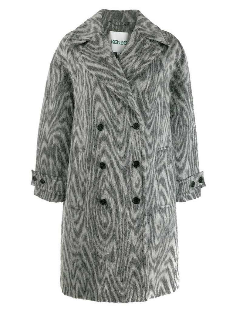 Kenzo zebra-print double-breasted coat - Grey