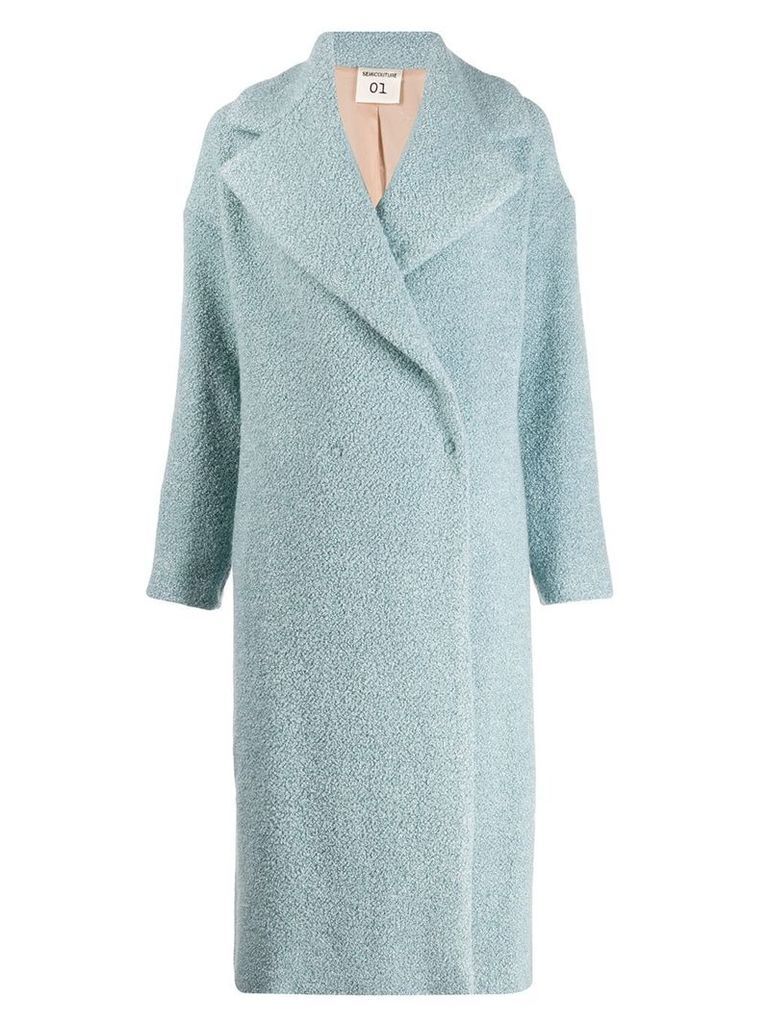 Semicouture double-breasted textured coat - Blue