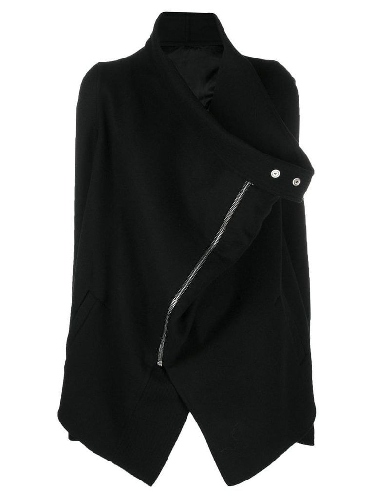 Rick Owens asymmetric zipped coat - Black