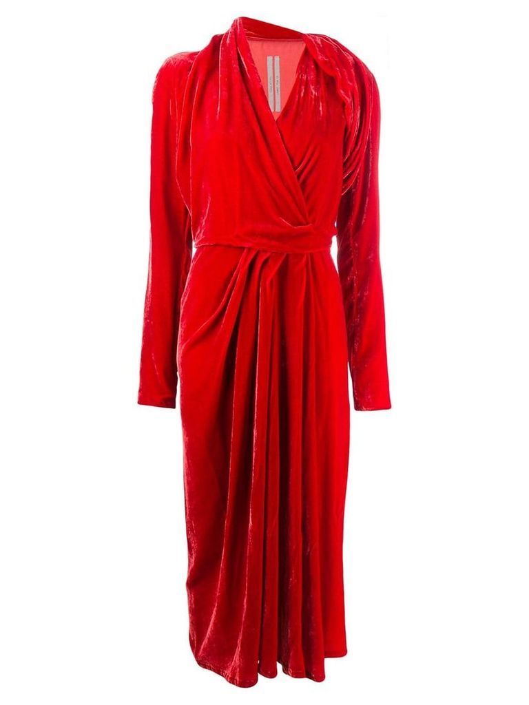 Rick Owens velvet wrap dress - Red
