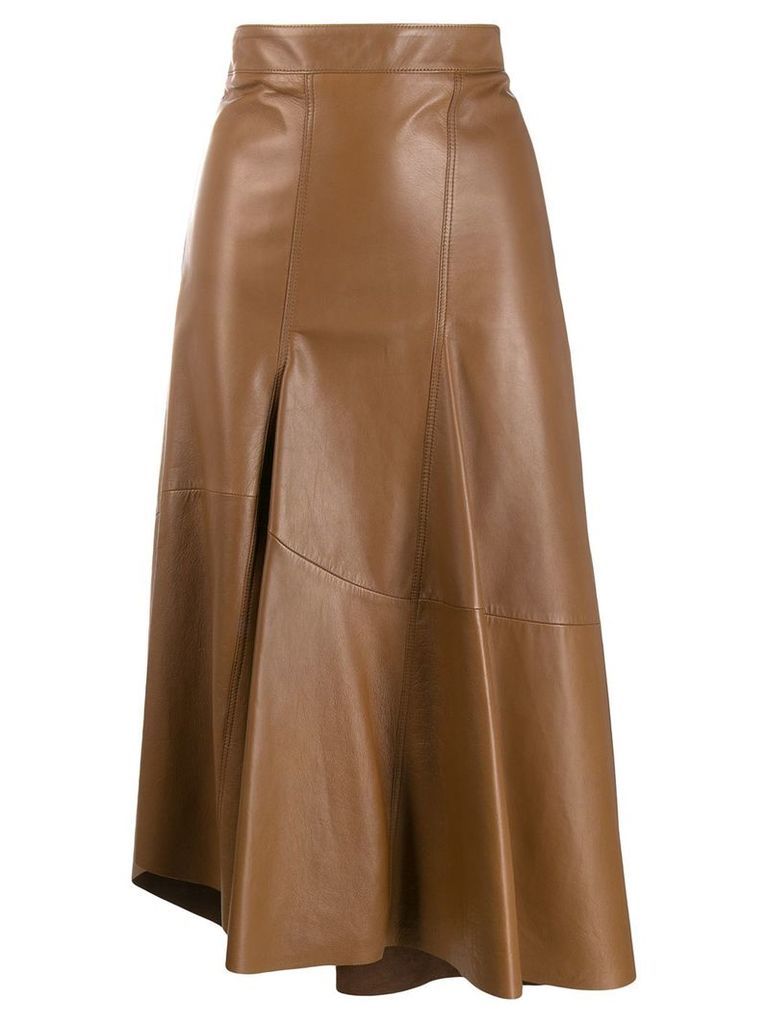Brunello Cucinelli asymmetric midi skirt - Brown