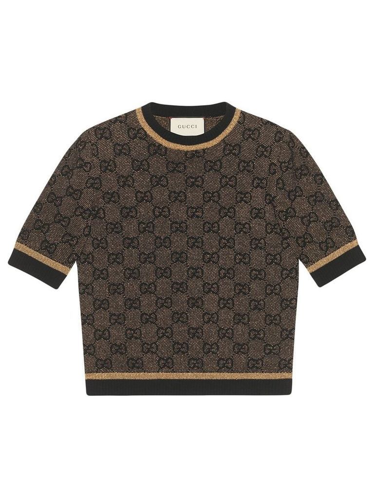 Gucci GG wool top with lurex - Brown