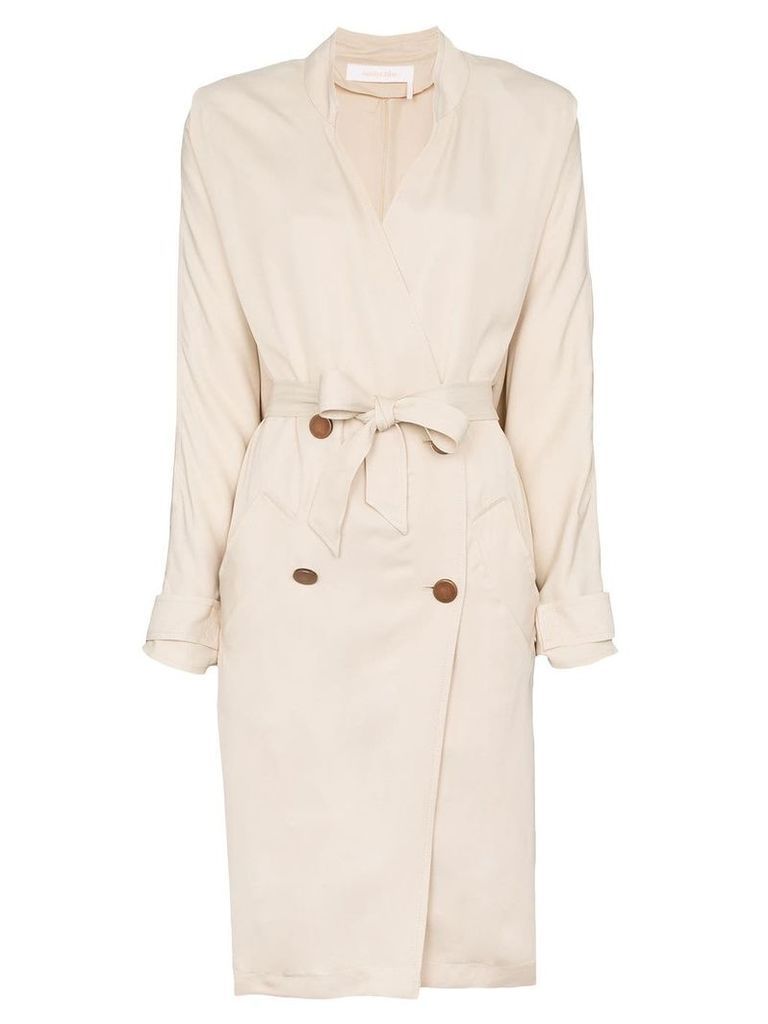 See By Chloé collarless double-breasted trench coat - NEUTRALS