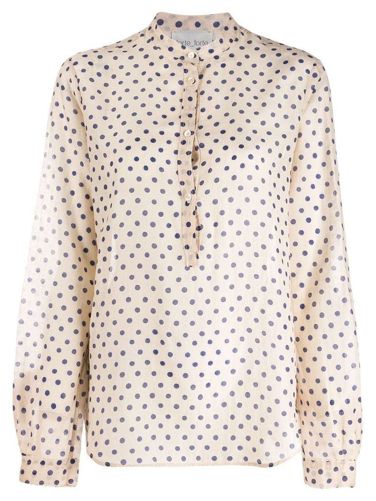 Forte Forte dotted band collar shirt - NEUTRALS