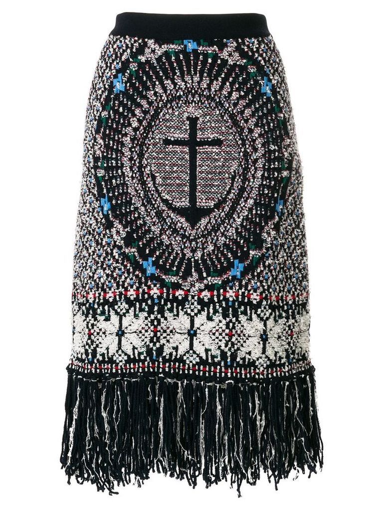 Thom Browne Wool Blend Anchor Embroidery Pencil Skirt - Blue
