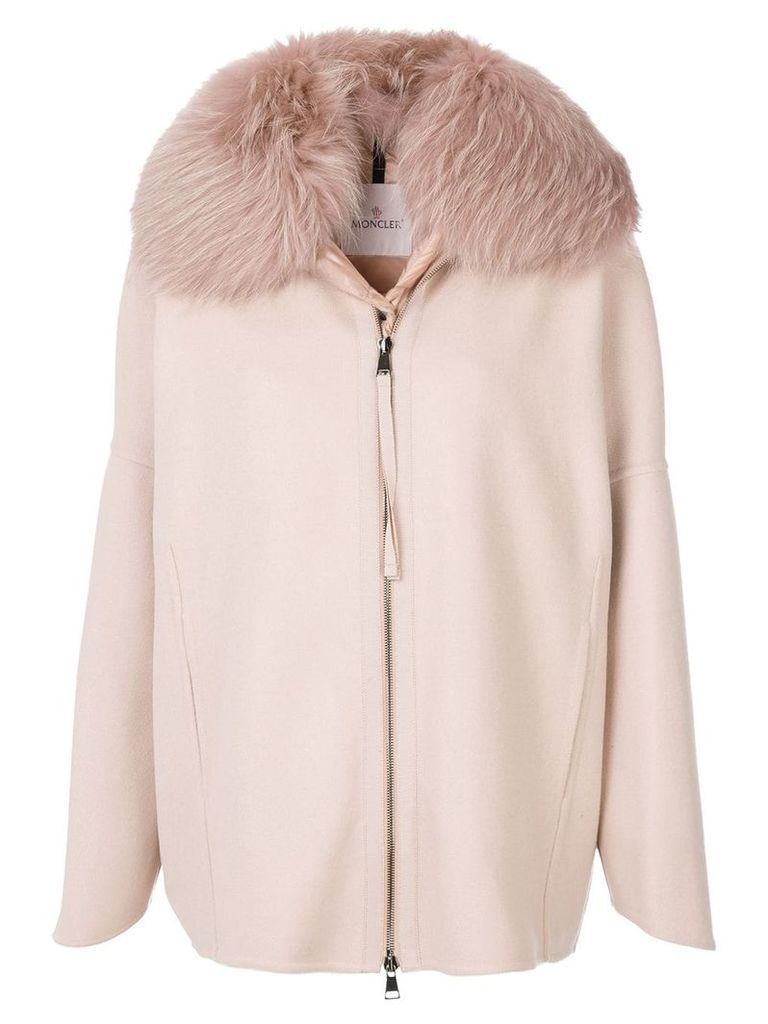 Moncler padded fur collar coat - Pink