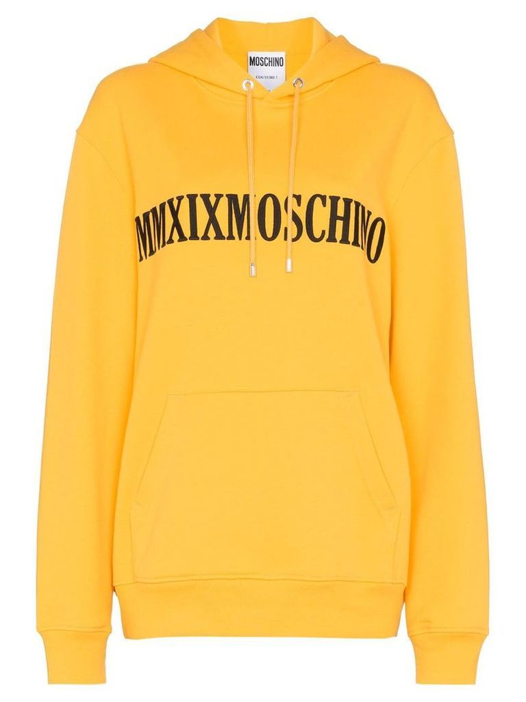 Moschino logo-embroidered oversized hoodie - Yellow