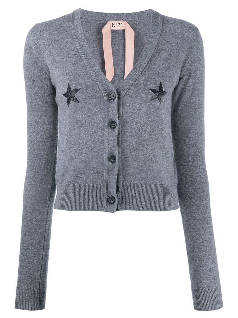 Nº21 star print knitted cardigan - Grey