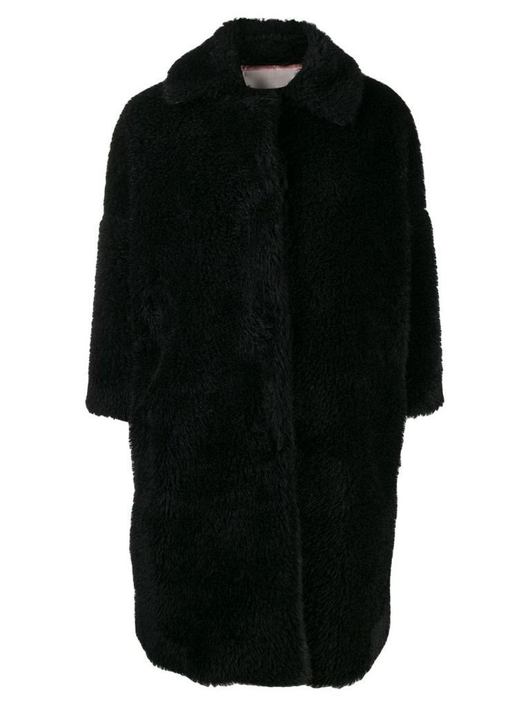 L'Autre Chose oversized faux-fur coat - Black
