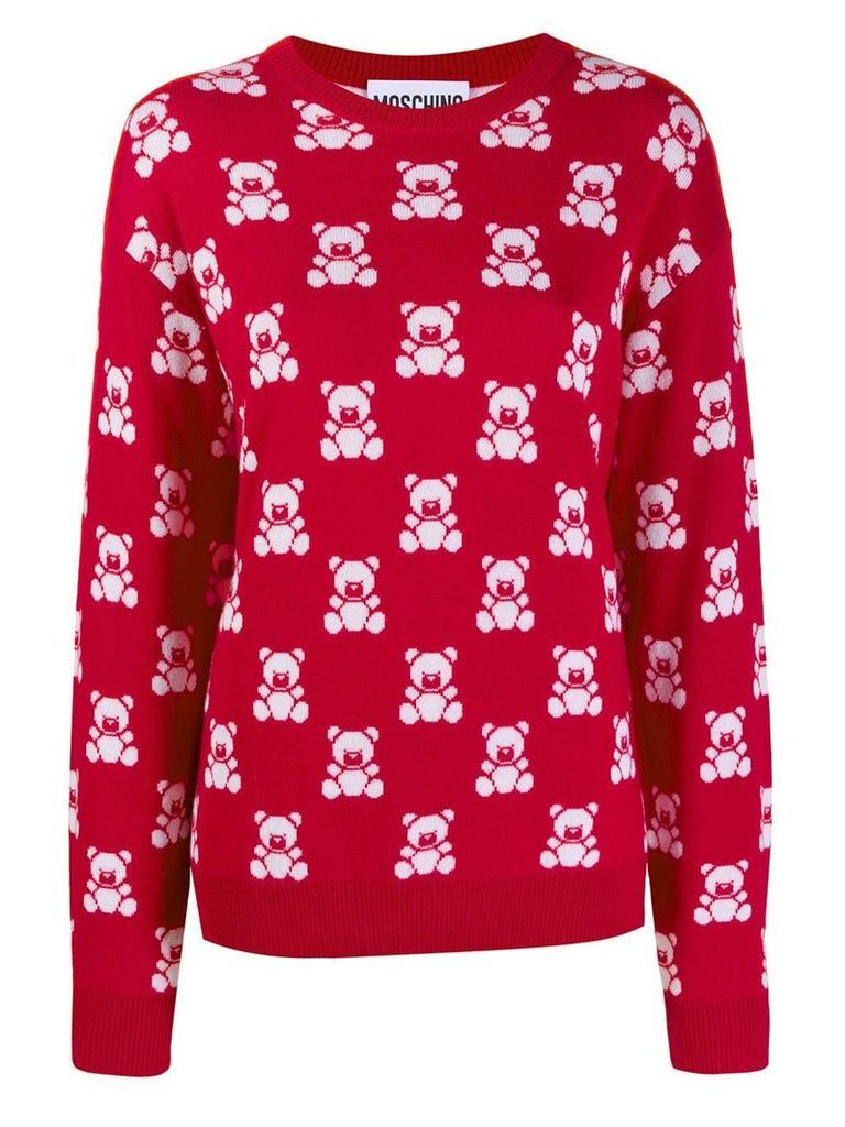 Moschino teddy bear intarsia jumper - Red