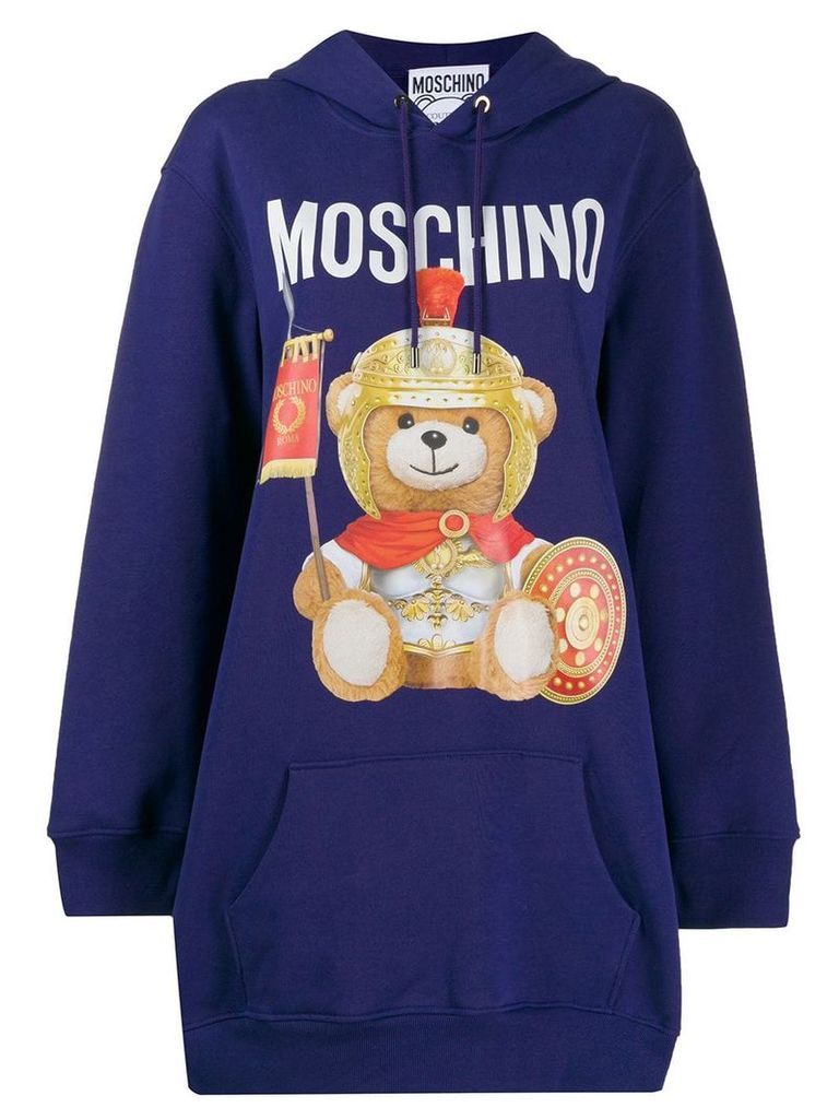 Moschino logo teddy print hoodie - Purple