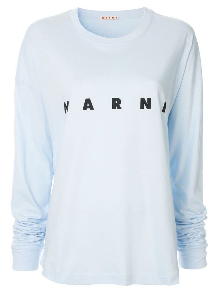 Marni logo print long-sleeved T-shirt - Blue