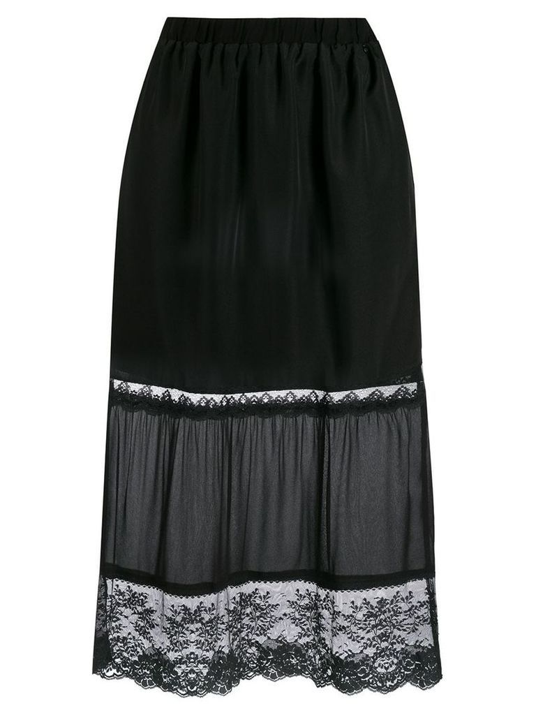 Twin-Set lace detail fitted skirt - Black