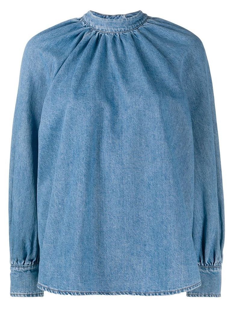 MSGM denim high neck blouse - Blue