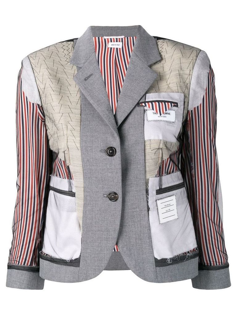 Thom Browne Exposed Classic Uniform Sport Coat - Grey