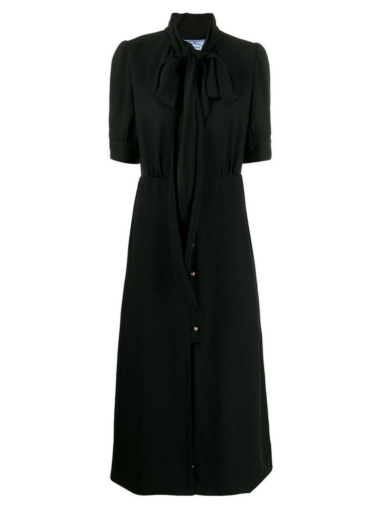 Prada silk blend embellished buttoned dress - Black